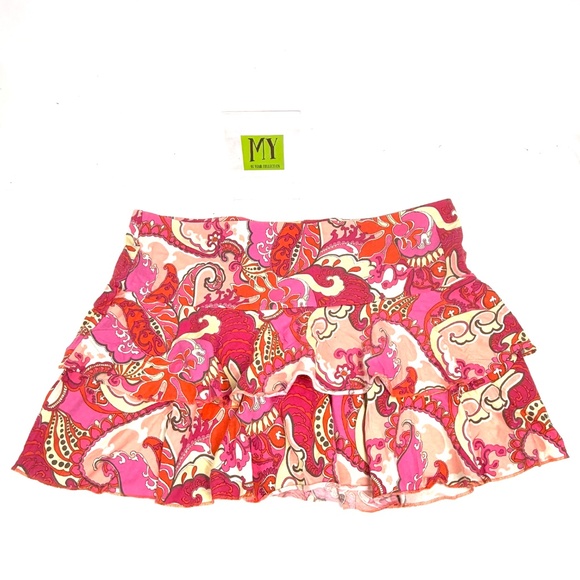 Express Paisley Ruffle Mini Skirt Women’s Size M – Pink Boho Floral Tiered Hem S - Picture 3 of 6